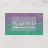 トロピカルエキゾチック葉モンステラの紫の緑グラデーション 名刺 (正面)