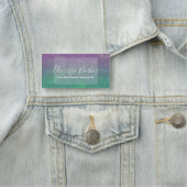 トロピカルエキゾチック葉モンステラの紫の緑グラデーション 名札 (インサイチュ)