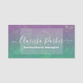 トロピカルエキゾチック葉モンステラの紫の緑グラデーション 名札 (正面)