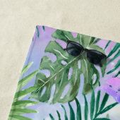 トロピカルエキゾチック，パーム葉，ヒビスクス ビーチタオル (インサイチュ)