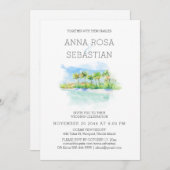 *~*トロピカルエキゾチックAR7ビーチ結婚式RSVP + 招待状 (正面/裏面)