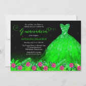 トロピカルエメラルドグリーンスペインのガウンキンセアニラ 招待状 (正面)