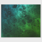 トロピカルエメラルドブラックフローラメタリックグラムスパーク ラッピングペーパー (フラット)