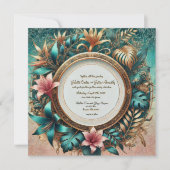 トロピカルエレガンスラウンドフレーム結婚式招待状 シーズンカード (正面)