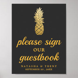 トロピカルエレガンス |パイナップル結婚のサイン ポスター