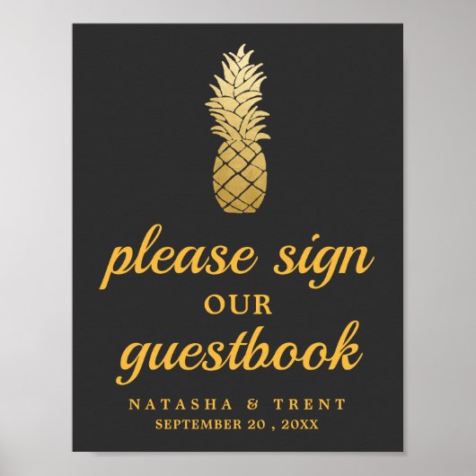 トロピカルエレガンス |パイナップル結婚のサイン ポスター (正面)