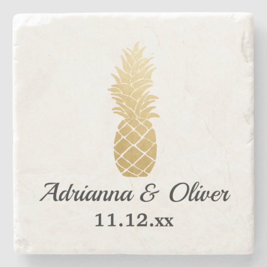トロピカルエレガンス |パイナップル結婚ズ ストーンコースター (正面)