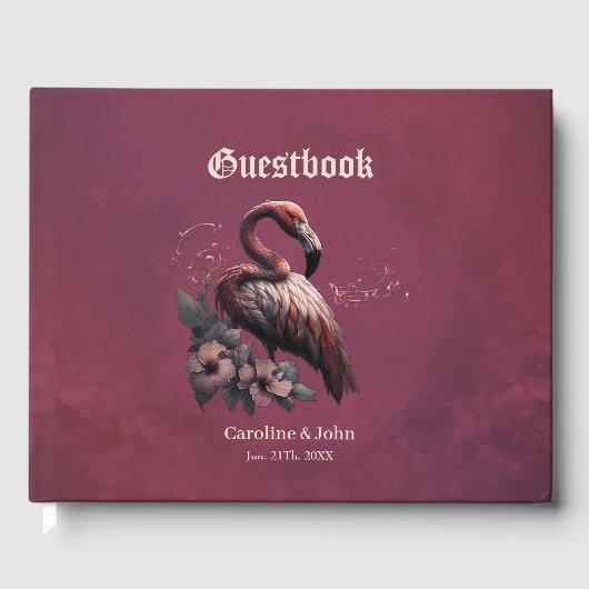 トロピカルエレガンス、夕暮れ時のフラミンゴ。 ゲストブック (正面)