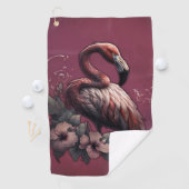 トロピカルエレガンス、夕暮れ時のフラミンゴ。 ゴルフタオル (インサイチュ)