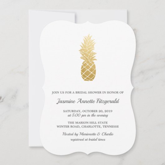 トロピカルエレガンス | Pineappleブライダルシャワー 招待状 (正面)