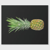 トロピカルエレガントイエローグリーンブラックパイナップル ラッピングペーパー (フラット)