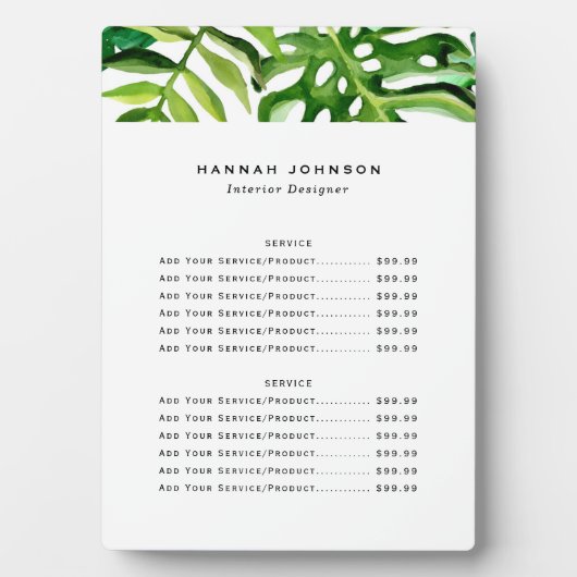 トロピカルエレガントインテリアデザイナーの価格表 フォトプラーク (正面)