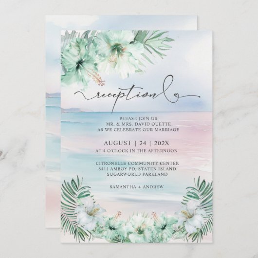 トロピカルエレガントウェディングレセプション 招待状 (正面/裏面)