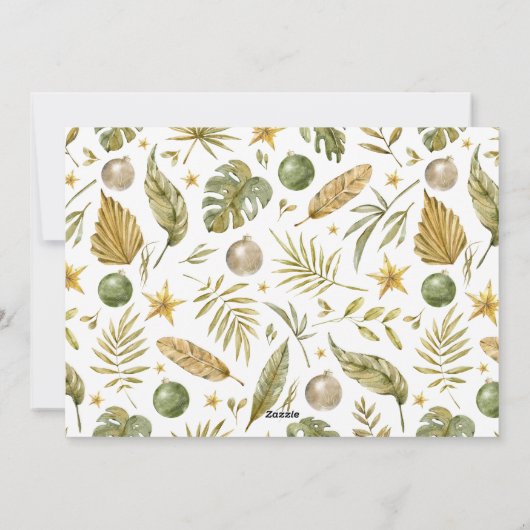 トロピカルエレガントウォーターカラーフォトクリスマス シーズンカード (裏面)