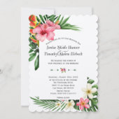 トロピカルエレガントガーデンフローラ結婚開花 招待状 (正面)