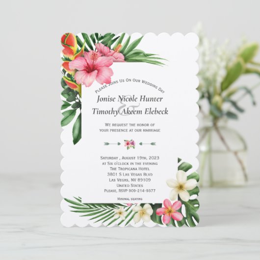 トロピカルエレガントガーデンフローラ結婚開花 招待状 (スタンド正面)