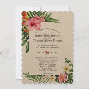 トロピカルエレガントガーデンフローラ結婚開花 招待状
