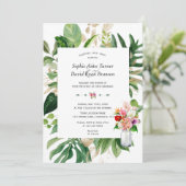 トロピカルエレガントガーデン花金ゴールド結婚ズ 招待状 (スタンド正面)