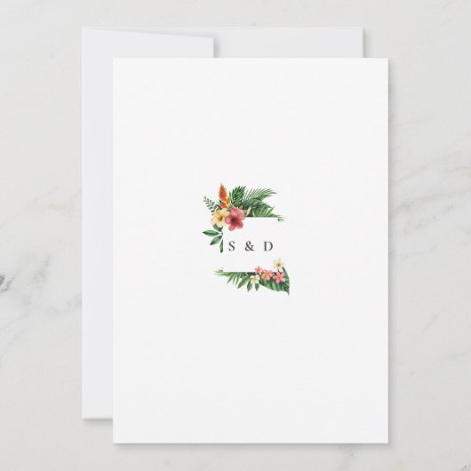 トロピカルエレガントガーデン花金ゴールド結婚ズ 招待状 (裏面)