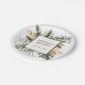 トロピカルエレガントグリーンパーム金ゴールドフレ結婚ーム ペーパープレート (アングル)