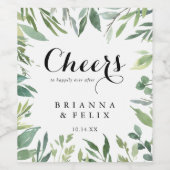 トロピカルエレガントグリーン応援の結婚ワインラベル ワインラベル (シングルラベル)