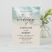 トロピカルエレガントサマーブルー海ビーチ結婚式 招待状 (スタンド正面)