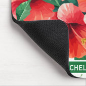 トロピカルエレガントハワイのハイビスカスグリーンモノグラム マウスパッド (コーナー)