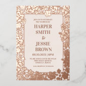 トロピカルエレガントハワイビーチ結婚式 箔招待状 (正面)