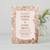 トロピカルエレガントハワイビーチ結婚式 箔招待状 (立ち正面)