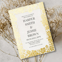 トロピカルエレガントハワイビーチ結婚式 箔招待状