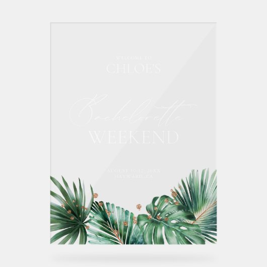 トロピカルエレガントバチェロレッテアクリル系ウェルカムサイン アクリルサイン (正面)