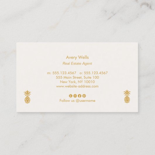 トロピカルエレガントパイナップルロゴ 名刺 (裏面)