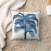 トロピカルエレガントパームツリーヴィンテージブルー クッション (ブランケット)