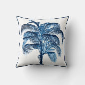 トロピカルエレガントパームツリーヴィンテージブルー クッション (裏面)