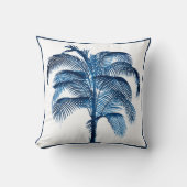 トロピカルエレガントパームツリーヴィンテージブルー クッション (正面)