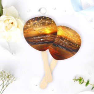 トロピカルエレガントビーチストリングライト結婚式の引き出物 ハンドファン