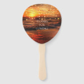 トロピカルエレガントビーチストリングライト結婚式の引き出物 ハンドファン (裏面)