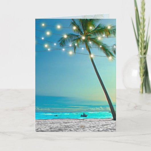 トロピカルエレガントビーチパームストリングライト カード (正面)