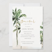 トロピカルエレガントビーチパームツリーズブライダルシャワー 招待状 (正面)