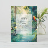 トロピカルエレガントビーチパームツリーズブライダルシャワー 招待状 (スタンド正面)