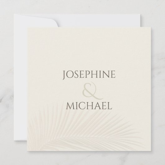 トロピカルエレガントフォトセーブ・ザ・デート案内 招待状 (裏面)