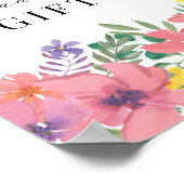 トロピカルエレガントフラワーカードとギフトサイン ポスター (角)