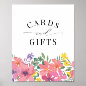 トロピカルエレガントフラワーカードとギフトサイン ポスター (正面)