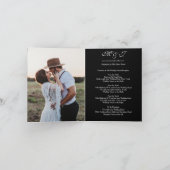 トロピカルエレガントブルゴーニュ結婚ブラックの折り畳み 招待状 (内部)