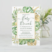 トロピカルエレガントボタニカル赤ちゃんシャワーブランチ 招待状 (スタンド正面)