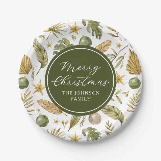 トロピカルエレガントメリークリスマス ペーパープレート (正面)