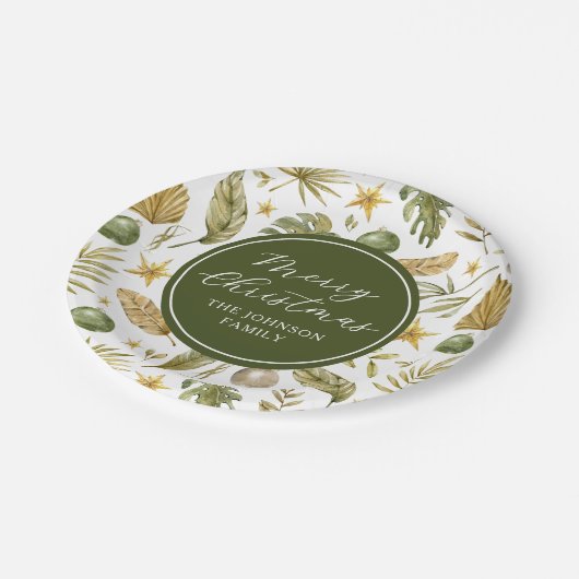 トロピカルエレガントメリークリスマス ペーパープレート (アングル)