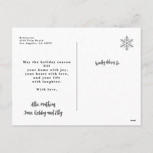 トロピカルエレガントリースフォトコラージクリスマス シーズンポストカード (裏面)