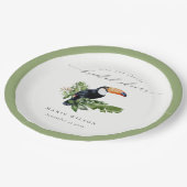 トロピカルエレガントレインフォレストトゥカンブライダルシャワー ペーパープレート (アングル)