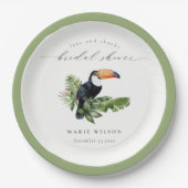 トロピカルエレガントレインフォレストトゥカンブライダルシャワー ペーパープレート (正面)